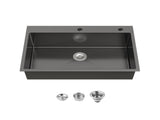 Stainless Steel Kitchen Sink, 33x22 Single Bowl, Overmount Handmade Sink in Black, with US 29507246