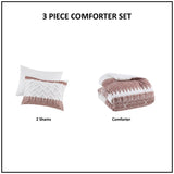 Full/Queen 3 Piece Cotton Comforter Set with Chenille Tufting B035P148267