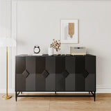 Accent Black Lacquered 4 Door Wooden Cabinet Sideboard Buffet Server Cabinet Storage Cabinet, for W1435133315