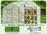 Large Walk-in Greenhouse with PE Cover & Side Windows, 12-Shelf Indoor Outdoor Portable Greenhouse 97679406