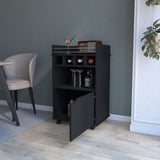 FM FURNITURE Crozier Bart Cart, with 1 shelf, 1 door and four built-in wine rack,black B128P321057
