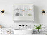 23.62"Glass Doors Modern Two-door Wall Cabinet with Featuring Two-tier Enclosed Storage, an Open W757119332