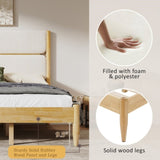 King Size Solid Wood Bed Frame With Fleece Upholstered Headboard, Ivory N757P256241B
