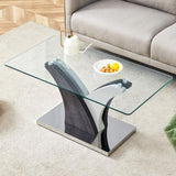 ZUN Rectangular Coffee Table.Tempered glass countertop, and artistic MDF legs,perfect for hosting W1151P216454