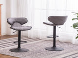Masaccio Weathered Upholstery Airlift Adjustable Swivel Barstool with Chrome Base, Set of 2, Grey T2574P165092