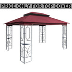 ZUN 13x10 Ft Patio Double Roof Gazebo Replacement Canopy Top Fabric,Wine Red. W2911P210581