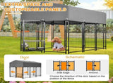 Dog Kennel Outdoor with Roof, 4.23'x5.82'x4.83' Welded Wire Enclosure, Heavy Duty Dog Crate with 24433657