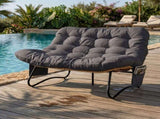 1339487cm 2-Seater Curved Wicker Loveseat with Magazine Pockets & Grey Cushion 76917434