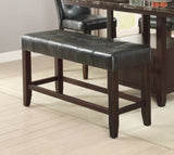 Counter Height 1pc Bench Dining Room Black Faux Leather Cushion Tufted Seat Wooden Base Comfort Seat B011130020