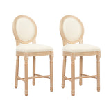 Hengming French Country Wooden Barstools With Upholstered Seating , Beige and Natural,set of 2 W212P185979