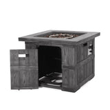 ZUN Outdoor Patio 24.5" H x 30" W Square Gas Burning Concrete Fire Pit - 40, 000 BTU, Fire Pit Table 69895128