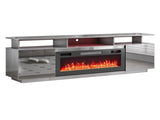 Silver Fireplace TV Stand, 177.8*35*60.5cm, Particle Board with Mirror Paper Veneer, Double Door, 20709982