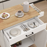 ZUN Kitchen island rolling trolley cart with Adjustable Shelves & towel rack & seasoning rack rubber 06552763