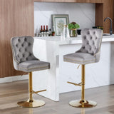 Furniture,Thick lden Swivel Velvet Barstools Adjusatble Seat Height from 25-33 Inch, Modern 86040827