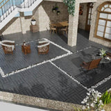 Patio Floor Tiles Pack of 22 WPC Wood-Plastic Composite Patio Deck Tiles DIY Interlocking Decking W206P201288