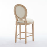 Solid Wood Bar stools Set of 2, Classic French Country Wooden Barstools with Upholstered Seating W1622P221395