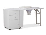 Foldable Manicure Table with Electric Dust Collector, Lockable Wheels, Wrist Cushion, Drawers & 05935008