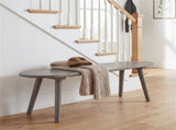43 Inch Farmhouse Style Gray Wooden Bench, Scratch-Resistant Waterproof Dining Room Bench for 2 99405243