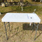 ZUN Outdoor Fish and Game Cutting Cleaning Table w/Sink and Faucet 16689897