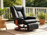 Modern Leather Swivel Recliner with Footrest, Compact Armchair 81310293