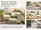 3Pack PreAssembled Beige Metal Elevated Planter Stand with NonWoven Liner, UVResistant W2796P516633