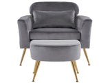 Half Disassembled Single Chair With Gold Feet And Pedals Flannelette Indoor Leisure Chair Dark Gray 65909311