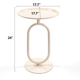 Lantern-shaped Metal End Table, Small Round Side Table, Modern Coffee Drink Cocktail Table, Small W2664P232828