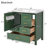 30" Green Bathroom Vanity with Sink Combination Set, Bathroom Storage Cabinet with Soft Close Door, N729P177787F
