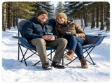 Navy Dual Person Heated Folding Camping Chair 4 Heating Zones 3 Temperature Levels, Heavy Duty 660 95735414