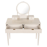 Luxury Vanity Desk with Round Mirror,Height-Adjustable, Stylish Dressing Table Set, 4 Drawers & N844P262897C
