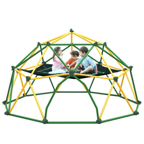 ZUN 13ft Geometric Dome Climber Play Center, Kids Climbing Dome Tower with Hammock, Rust & UV Resistant MS306993AAL