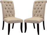 Dining Room Furniture Contemporary Rustic Style Beige Fabric Upholstered Tufted Set of 2 Chairs HS11CM3564SC-ID-AHD