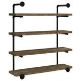 ZUN Black and Rustic Oak 40-inch Wall Shelf B062P153483