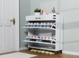 Shoe Storage Cabinet for Entryway, Free Standing Shoe Organizer with 2 Flip Drawers, Hidden Shoe 63092686