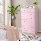 ZUN Modern Simple 7-Drawer Dresser Pink 24822027