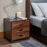 Two-tone Finish Nightstand with 3 Drawers, Walnut and Espresso B016P253966