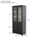 74.5'' Tall Display Cabinet with Glass Doors, Modern Style China Cabinet, Curio Cabinet for N845P296678B
