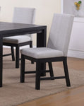 ZUN 2pc Black Finish Side Chair Gray Fabric Full Back Upholstery Contemporary Transitional Style Dining B011P162544