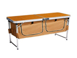 Outdoor Folding Camping Table with Storage Compartment, 4ft Portable Pinic Table with 3 Adjustable 93348545