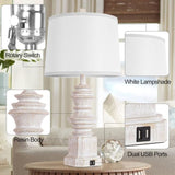 Table Lamps for Nightstand Set of 2, Bedside Lamp with Dual USB Charging Ports, Farmhouse Decor W3355P323259