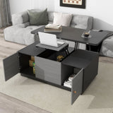 ZUN Modern Gray Multi-functional Rectangle Lift-top Coffee Table Extendable with Storage WF307466AAG