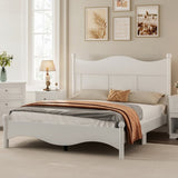 Queen Size Elegant Design Wood Platform Bed Frame,Retro Style Platform Bed with Wooden Slat N733P199703K