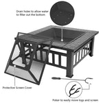 ZUN Portable Courtyard Metal Fire Pit with Accessories Black 52194990