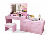 9-Drawer 2-Shelf 3-Desktop Storage Dressing Table Set Dressing table with 3-Color Light Bulbs 73540138