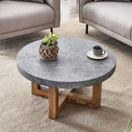 ZUN Modern Gray Texture MDF Round Coffee Table - 31.4" Diameter.A modern retro circular coffee table W1151P209822