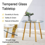 ZUN Modern Luxurious Round Tempered Glass Dining Table with Gold 7-Shaped Metal Legs,suitable for family W1151P199012