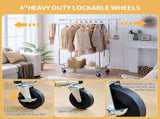 Double Clothing Garment with Shelves Capacity 800lbs Clothings on Wheels Rolling Clothes 27649817