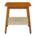 ZUN 23" Mid-Century Table with Woven Shelf, Boho Table with Storage, Bedside Tables, Small W1801109588