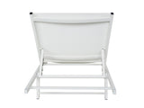 Outdoor Chaise Lounge Set of 2, 5-Position Adjustable Backrest, White Steel Frame with Textilence N770P395917K