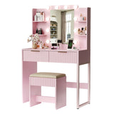 Pink particleboard with a melamine finish, a 2-drawer, 4-shelf dressing table set with 10 three-tone 83538535